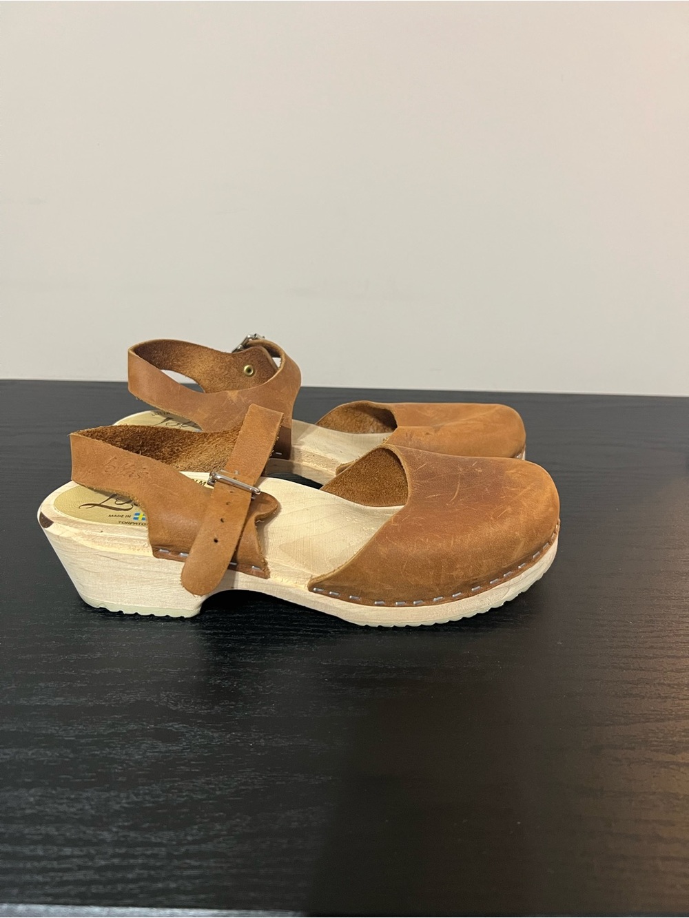 Lotta From Stockholm Low Wood Clogs Brown Nubuck Leather Sweden Size 39/US 8-8.5